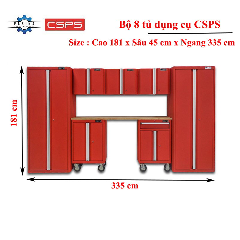 Bộ 08 tủ dụng cụ CSPS – 335cm màu đỏ uy tín chất lượng cao 