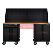 CSPS black wooden plank double cabinet 183cm W x 40cm D x 78.7cm H