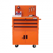 Tủ dụng cụ 3 hộc kéo 2 ngăn chứa màu cam kèm vách lưới Fabina