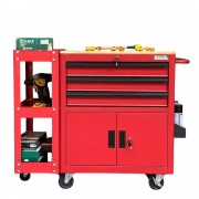 Tủ dụng cụ 3 hộc kéo 2 ngăn chứa màu đỏ kèm kệ 3 tầng