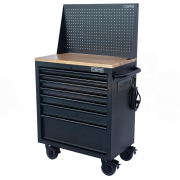 CSPS Tool Cabinet Matte Black with 7 Drawers with pegboard and wooden top
