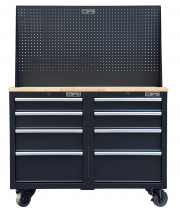 Tủ dụng cụ CSPS 122cm - 08 hộc kéo màu đen kèm vách lưới (tay cầm trắng)