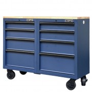 Set of 2 CSPS 122cm black tool cabinets with wooden surface and mesh wall - 05 drawers (white handle)