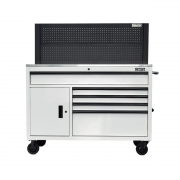 CSPS 132cm Tool Cabinet – 5 Drawers in White with Black Pegboard