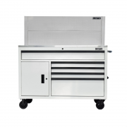 CSPS 132cm Tool Cabinet – 5 Drawers in White with White Pegboard
