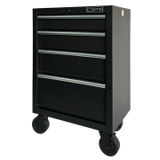 CSPS tool cabinet 61cm - 04 black drawers with wheels (white handles)