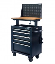 CSPS Tool Cabinet Matt Black 76cm Lift with pegboard – 05 Drawers (white handles)