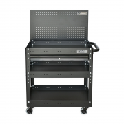 CSPS Matt Black Trolley 3 Levels – 1 drawer with pegboard