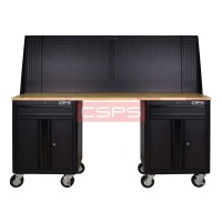 CSPS black wooden plank double cabinet 183cm W x 40cm D x 78.7cm H