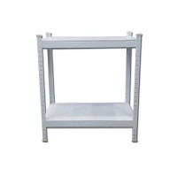 2-tier low shelf with 76cm white steel plate FABINA