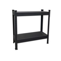 2 tier low shelf with 81cm black steel plate FABINA