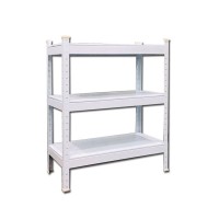 3-tier low shelf with 76cm white steel plate FABINA