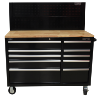 Tool cabinet with 10 drawers with wooden panel and CSPS mesh wall