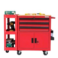 Tủ dụng cụ 3 hộc kéo 2 ngăn chứa màu đỏ kèm kệ 3 tầng