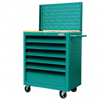 Tủ dụng cụ 6 hộc kéo màu xanh lá bóng kèm vách lưới Fabina