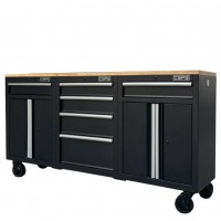 Tủ dụng cụ CSPS 183cm - 06 hộc kéo màu đen mặt ván gỗ (tay nắm trắng)