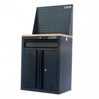 Tool cabinet CSPS 61cm - 01 black drawer with wooden plank with mesh wall (black handle)