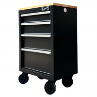 Tủ dụng cụ CSPS 61cm - 04 hộc kéo màu đen kèm bánh xe và ván gỗ (tay cầm trắng)