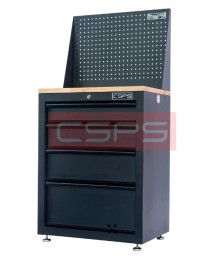 Tủ dụng cụ CSPS 61cm - 04 hộc kéo màu đen mặt ván gỗ kèm vách lưới