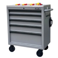 Tủ dụng cụ CSPS 76cm - 05 hộc kéo không nâng hạ màu xám tay cầm đen (mặt inox)