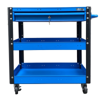 Blue-Black 3-tier trolley with 1 drawer