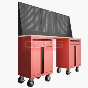 Bàn Nguội Cơ Khí CSPS Màu Đỏ 183cm - 2 Tủ 1 Hộc Kéo