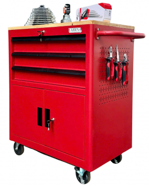 Tủ dụng cụ 3 hộc kéo 2 ngăn chứa màu đỏ Fabina