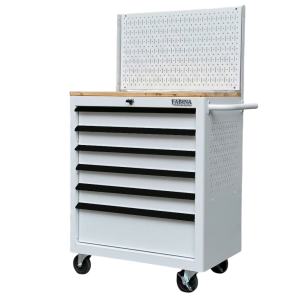 Tủ dụng cụ 6 hộc kéo màu trắng nhám kèm vách lưới Fabina